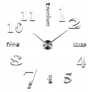 Zegar DIY ścienny srebrny 3M002S/B