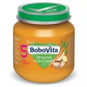 BoboVita Pierwsza Łyżeczka Zupka, jarzynowa z kurczakiem, po 5m, 125 g