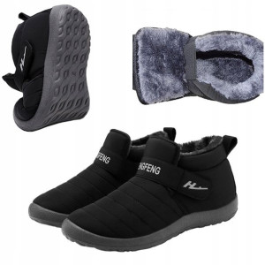 Buty Na Śnieg Zimowe Ocieplane Czarne Unisex 43