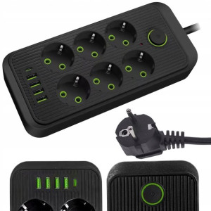 PRZEDŁUŻACZ APPIO listwa 2m 6 gniazda + 4x USB