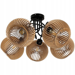 Lampa Sufitowa Led Loft Drewniany 5xe27 Do Pokoju