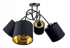 Lampa Wisząca Sufitowa Loft Kręcony Abażur Złoty