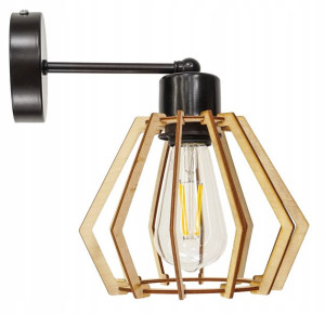 Lampa Wisząca Sufitowa Ścienna E27 Diament Drewno