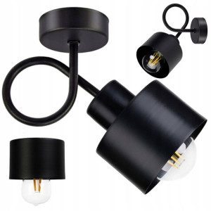 Lampa Wisząca Sufitowa Zawijana Loft Kubek Czarny