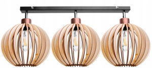 Lampa Wisząca Sufitowa Belka 3x Drewniany Gęsty