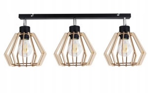 Lampa Wisząca Sufitowa Belka 3x Diament Drewniany