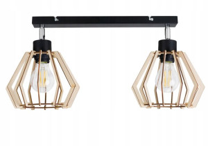 Lampa Wisząca Sufitowa Belka 2x Diament Drewniany