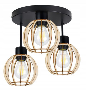 Lampa Wisząca Sufitowa Okrągła Kula Drewniana