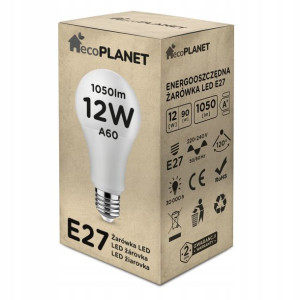 Żarówka LED E27 A60 12W 1050lm BARWY ecoPLANET