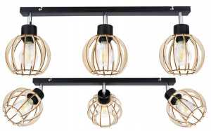 Lampa Wisząca Sufitowa Belka-drewniana Kulka 3xe27