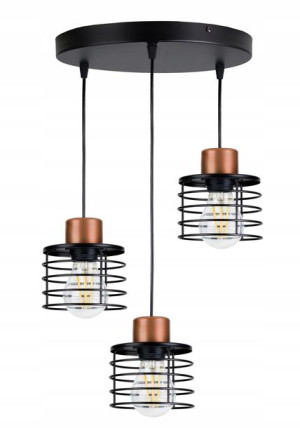 Lampa Wisząca Sufitowa Kula Regulowana Sprężyna 3x