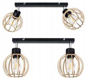 Lampa Wisząca Sufitowa Belka Kula Drewniana 2 Xe27