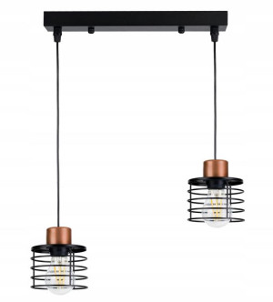 Lampa Wisząca Sufitowa Belka Czarna Sprężyna 2xe27