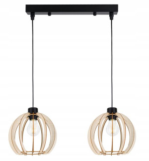 Lampa Wisząca Sufitowa Belka Kula Drewniana 2 Xe27