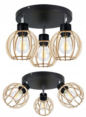 Lampa Wisząca Sufitowa Żyrandol Kula Drewniana