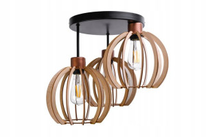 Lampa Wisząca Sufitowa Okrągła Kula Drewniana