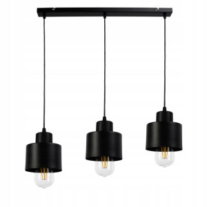 Lampa Wisząca Sufitowa Belka Czarny Kubek 3xe27