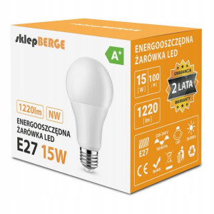 Żarówka Led E27 A60 15w=100w 1220lm 3 Kolory Berge