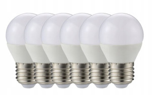 6x żarówka LED E27 G45 7W kulka ciepła