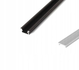 Profil aluminiowy LED wpuszczany B czarny2m+ klosz