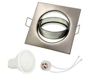 ZESTAW Oprawa halogenowa KR satyna + LED GU10 5W