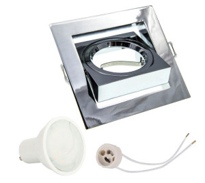 ZESTAW Oprawa halogenowa ODLEW chrom + LED 1,5W