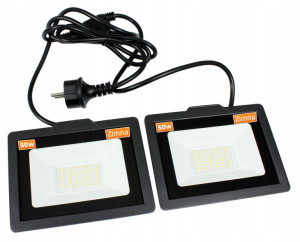 Halogen Led Budowlany 2x50w+kabel 1,5m Barwa Zimna