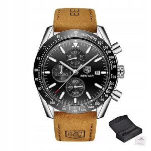 Zegarek Męski Klasyczny Benyar Chronograf +Pudełko