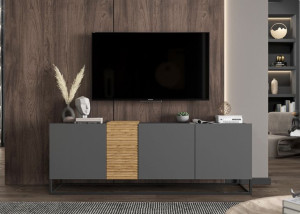 Szafka RTV Loft Industrialna Komoda RTV Loft Grafit MAT 160 cm