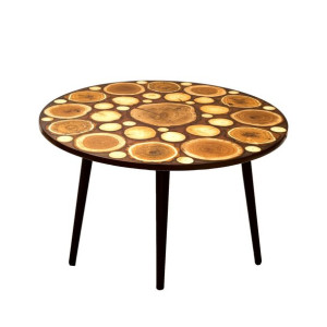 Stół żywiczny PDOS_122044_Z05 Żywica epoksydowa 78 x 78 x 3 cm Nogi 35 cm