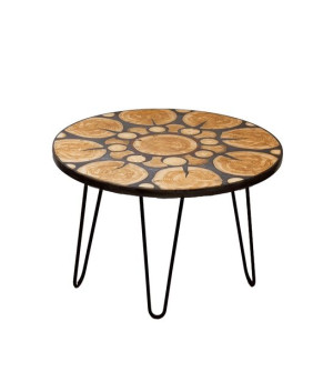 Stół żywiczny PDOS_122811_Z07 Żywica epoksydowa 78 x 78 x 2,5 cm Nogi 43 cm