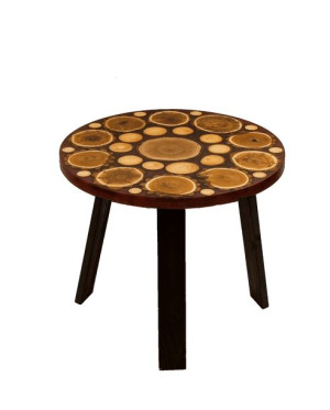 Stół żywiczny PDOS_133521_Z03 Żywica epoksydowa 58 x 58 x 3 cm Nogi 50 cm