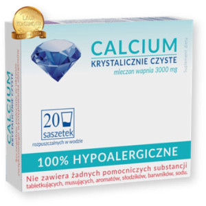 Calcium Krystalicznie Czyste, proszek 100% hipoalerg, proszek w saszet. 20s