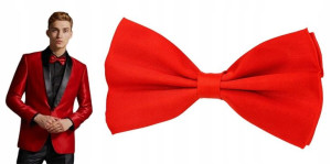 Mucha Muszka Elegancka Męska Podwójna Czerwona