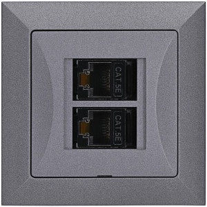 Gniazdo internetowe 2 x LAN RJ45 OPAL grafit