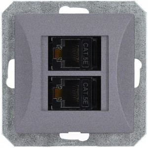 Gniazdo moduł internetowe 2 x LAN RJ45 OPAL grafit