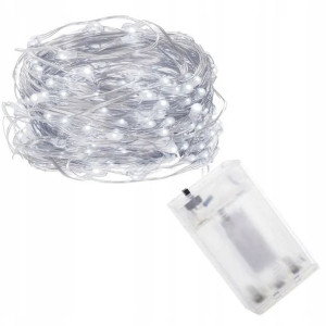 Lampki Druciki 20 Led Na Baterie 2M Biały Zimny