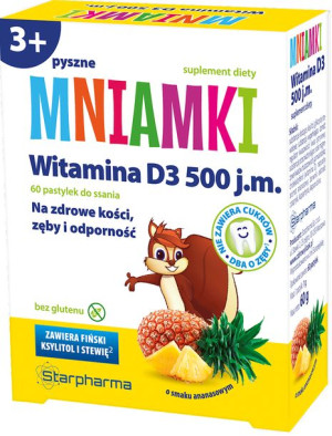 Witamina D3 500 j.m. Mniamki 60 pastylek Starpharma - suplement diety