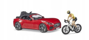 Bruder 03485 Auto Roadster z figurką i rowerem
