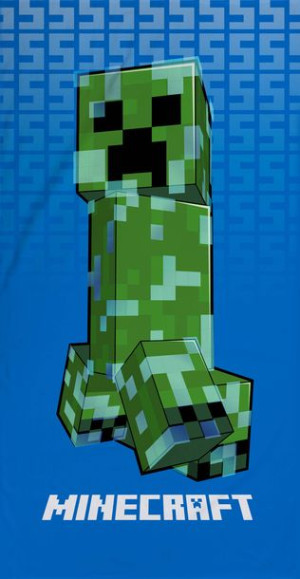 Ręcznik frotte 70x140 Minecraft Creeper niebieski