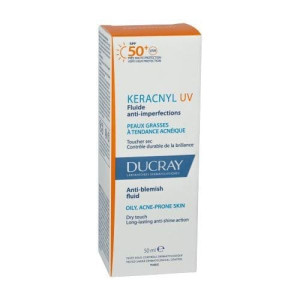 Ducray Keracnyl UV, fluid przeciw niedoskonałościom, SPF 50+, 50 ml