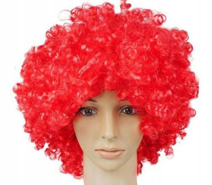 Czerwona Peruka Włosy Kręcone Afro Karnawał Party