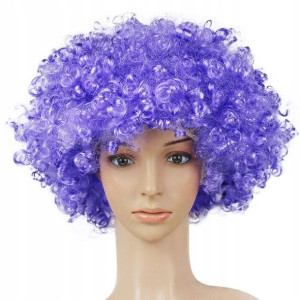 Fioletowa Peruka Włosy Kręcone Afro Karnawał Party