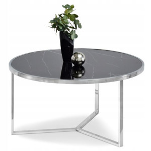 Elegancka Ława Kawowa Natal Xl Czarny Marmur Chrom