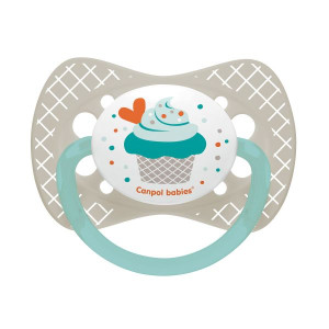 Canpol Cupcake, smoczek uspok, silik, symetryczny, szary, 6-18m, 1 szt.