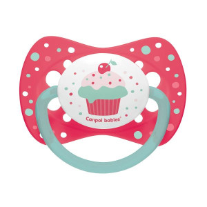 Canpol Cupcake, smoczek uspok, silikonowy, symetryczny, różowy 6-18m 1 szt.