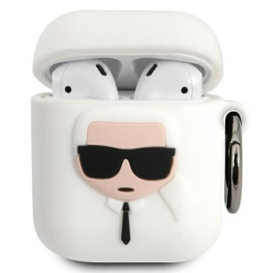 Karl Lagerfeld KLACCSILKHWH AirPods cover biały/white Silicone Ikonik