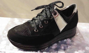 SKÓRZANE damskie  SPORTOWE CREEPERSY  czarno+ZLOTO 36