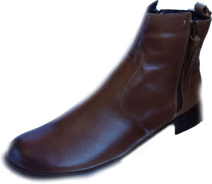 Skórzane Botki Jasny Brąz Tęgośc G Obcas 3 Cm 45