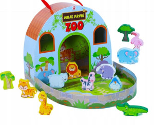 Zoo W Walizce Zestaw Drewniane Figurki Zwierząt